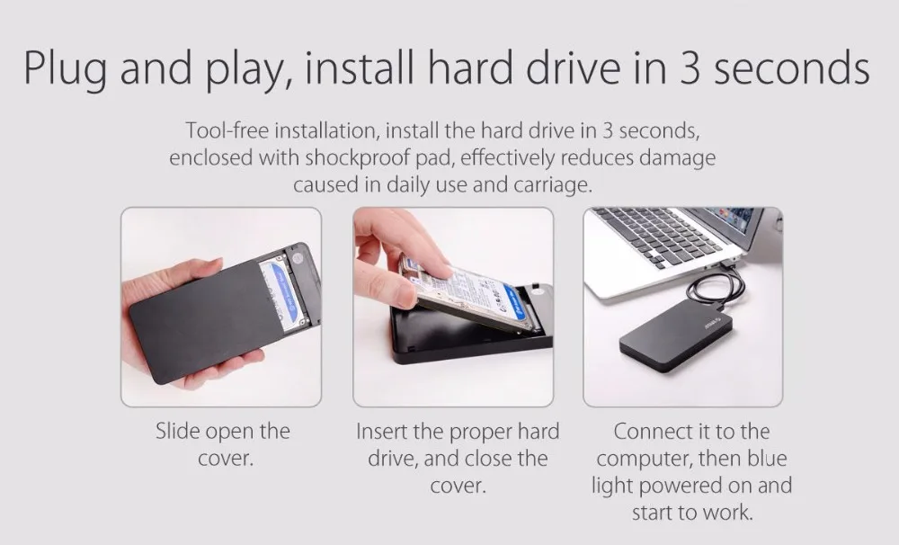 ORICO 2569S3-V1-BK инструмент бесплатно USB 3,0 внешний жесткий диск Корпус USB 3,0 Hdd Чехол для 2," SATA HDD и SSD-черный/серебристый