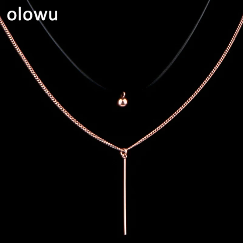 Ожерелье с подвеской olowu маленькая многослойная Подвеска из нержавеющей стали