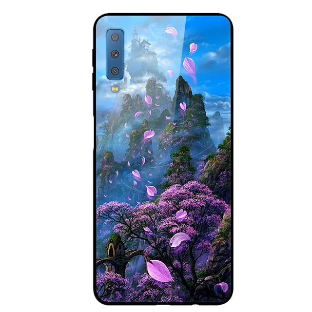 7 A7 2018 Для samsung A7 чехол из закаленного стекла A750 жесткий чехол для samsung Galaxy A7 чехлы для телефонов Чехол 7 7A мягкий бампер - Цвет: 7 A7 2018