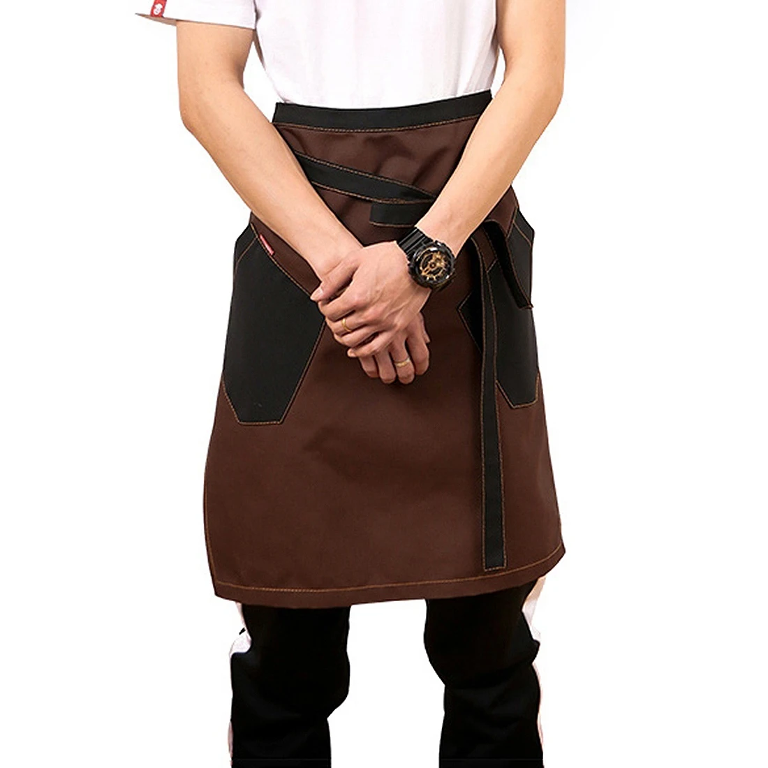 Kitchen Cooking Aprons Food Service Waiter Half Aprons with Pockets Workwear Chef Kitchen Apron Coffee Shop Uniforms