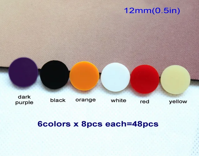 0.5in (12mm)-48pcs 10 мм/12 мм/16 мм круглые серьги-гвоздики акриловые(без стержня) Разные Цвета Черный Белый Оранжевый Красный Желтый Фиолетовый лазерная резка-AC1046L - Окраска металла: 0.5in (12mm)-48pcs