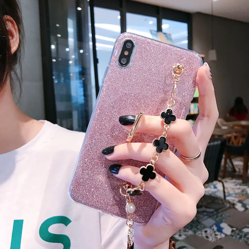 Шикарный Браслет чехол для iPhone 6 7 8 Plus X XS Блестящий Элегантный чехол-держатель с