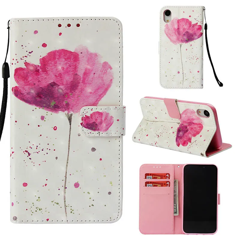a flower Ретро флип-чехол для iPhone XS Max Xr X 10 XS кожаный бумажник подставка чехол для samsung Galaxy Note 9 8 S9 Plus S9+ чехол Coque A21 - Цвет: a flower