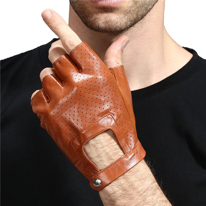 Полуботинки из натуральной кожи перчатки без пальцев Мужской летняя тонкая