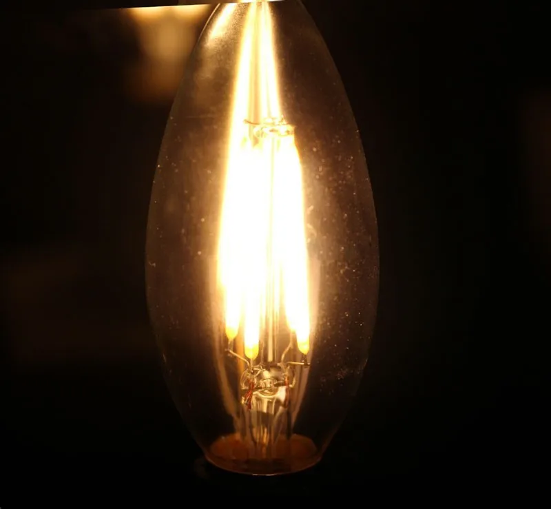 Новый дизайн 2W 4W E12 110V AC Dimmable C35 светодиодные лампы накаливания CRI 80 360 градусов 10