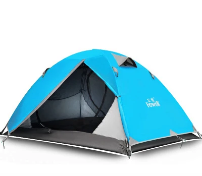 Sky Blue Hewolf Открытый Сверхлегкий 2 Человек Палатка двухслойная водонепроницаемая ветрозащитная дышащая Всесезонная походная палатка - Цвет: Sky Blue