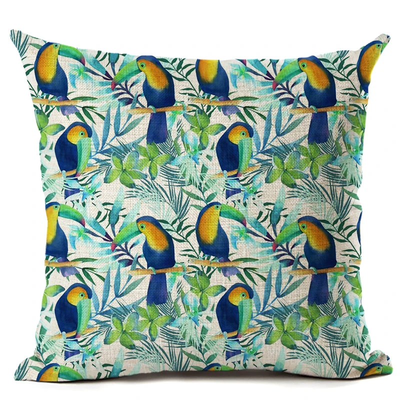 Nordic птицы красочные Колибри пальмы Подушка с цветочным принтом покрывало на