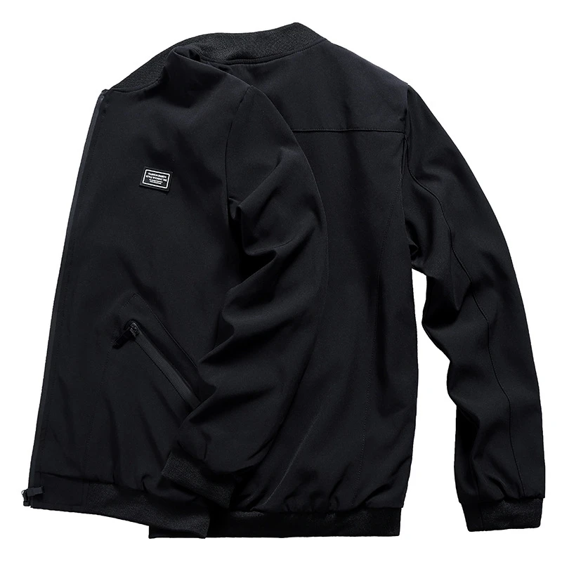 Куртка большого размера 6XL 7XL 8XL 9XL осенняя и зимняя мужская с длинными рукавами с отворотом на молнии с карманом темно-синяя большая повседневная спортивная одежда jac