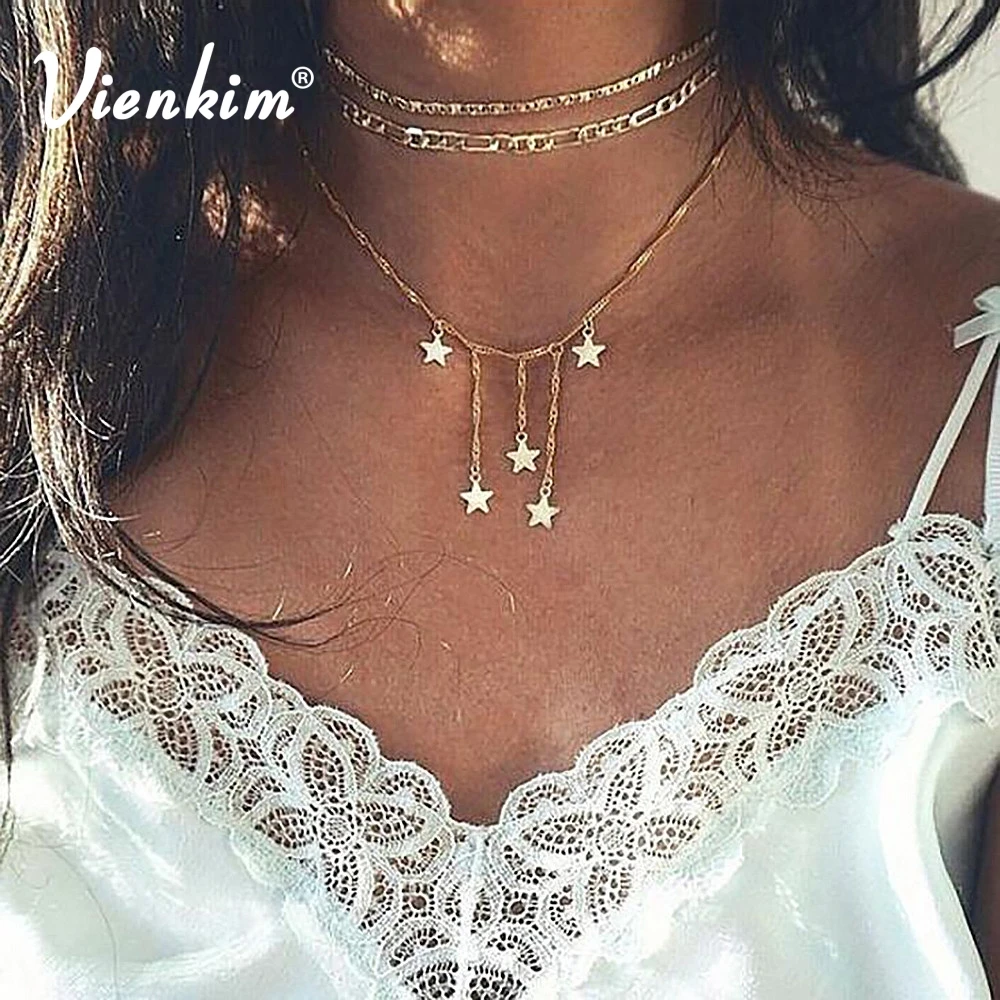 Женское многослойное ожерелье Vienkim Boho богемное с цветком винтажное модное