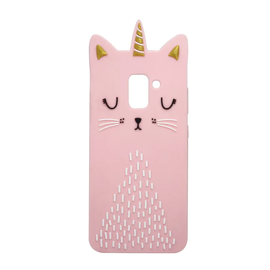 For Samsung Galaxy A5 2018 A530 Cute 3D Cartoon Golden Horn Cat Soft Silicon Phone Back Cover Case for A8 cases Capa |