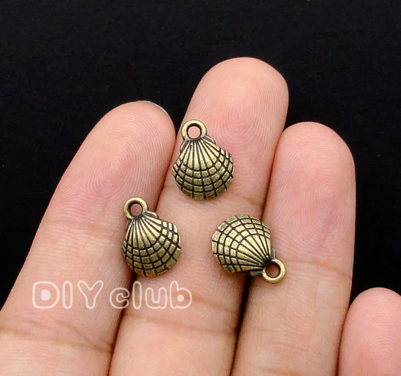40pcs Seashell амулеты античное серебро/бронза оболочка Шарм Кулон 3D 13x10мм|charm pendant|charm
