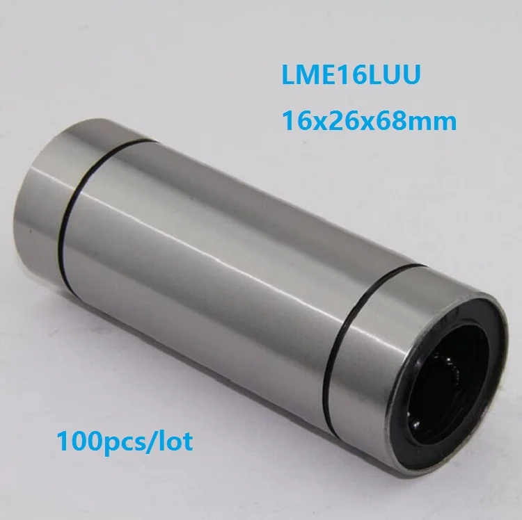 100 шт./лот LME16LUU 16x26x68 мм Длинный линейный шариковый Подшипник Втулка для 3D принтера