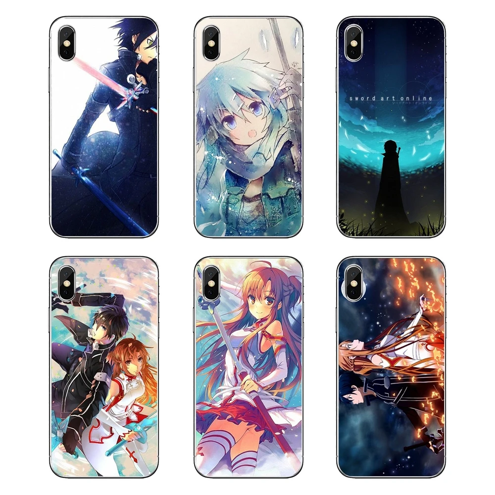 Мягкий чехол из ТПУ для Xiao mi Red 4X S2 3S Note 3 4 5 6 6A Por Pocophone F1 Sword Art Online Kirito Asuna SAO Japan