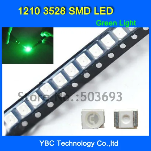 

1000pcs/lot 1210 3528 SMD LED Ultra Bright Green Light Diode Wholesale Retail Dropship