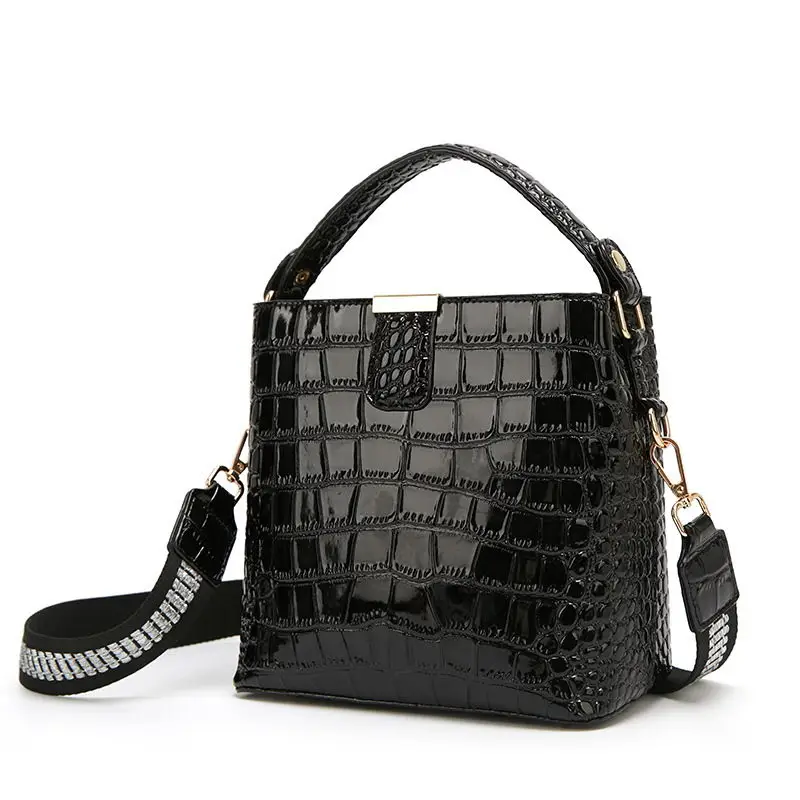 DIINOVIVO Retro Alligator Pattern Bucket Female Bag Patent Leather Bags For Women Bag Handbag Small Shoulder Bag Wallet WHDV1157