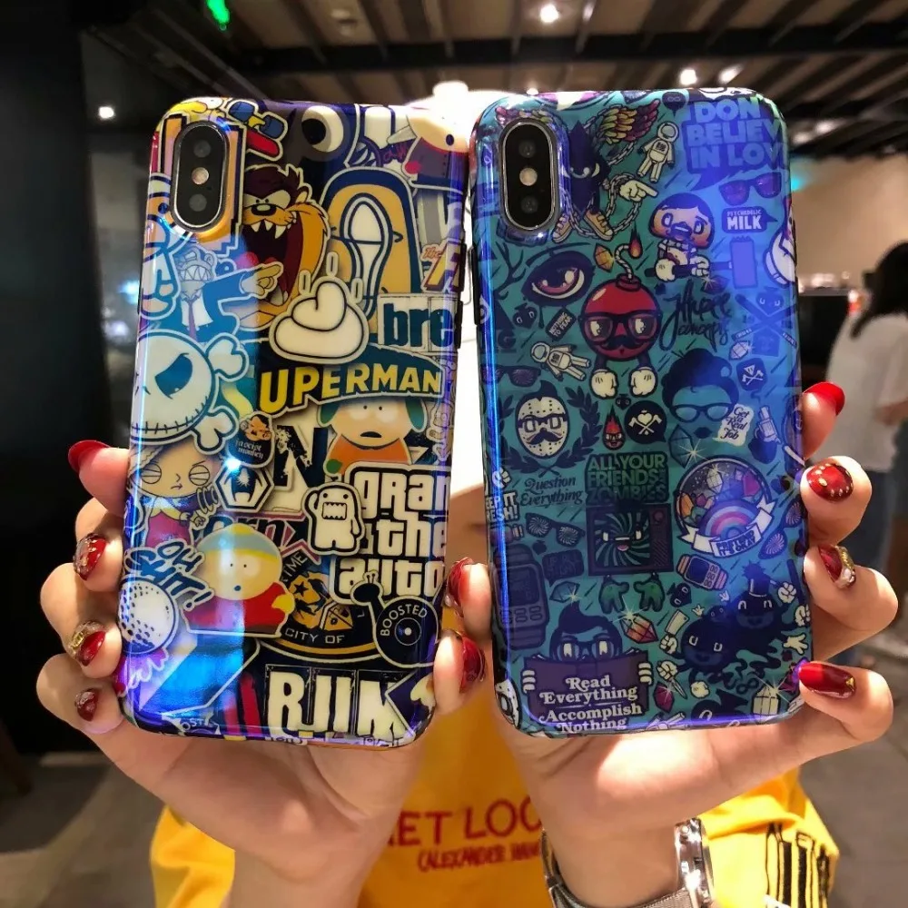 Мультяшный чехол для iPhone 11 Pro XS 10S Max мы собрали воедино XR X, 8, 7, 6, 6 S, Plus, чехол синий светильник мягкие чехлы IMD из ТПУ с изображением чехол Coque iPhone6 7Plus мобильный телефон оболочки Fundas