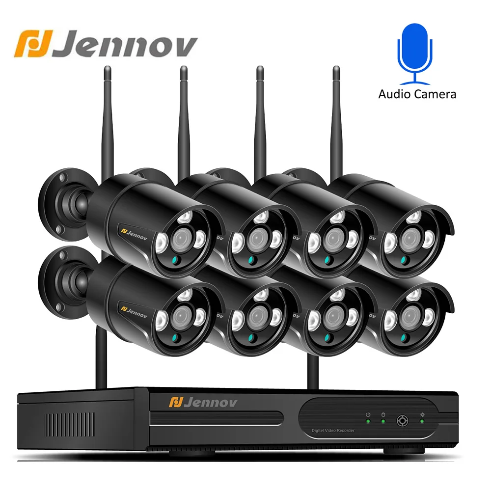 Система видеонаблюдения Jennov 8 каналов 1080P Wi Fi NVR 4 шт. ИК наружная