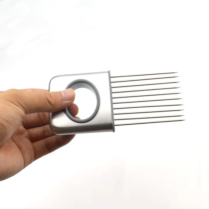 Держатель для лука Easy Cut вилка из нержавеющей стали + пластиковый слайсер овощей