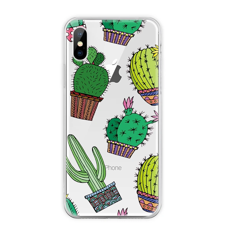 18 Чехол с изображением фламинго и кактуса для iPhone 7, 8, 6, 6S Plus, X, XR, XS, Max, 5 S, SE, цветочный лист, мягкий прозрачный силиконовый чехол из ТПУ, чехол - Цвет: 18