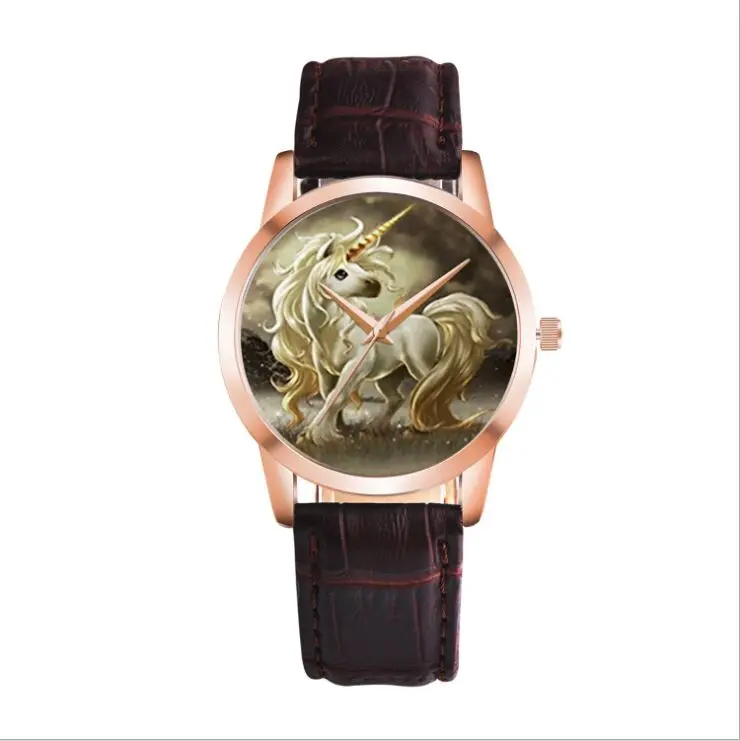 Женские часы белый розовый кварц Единорог цветок Horloges Vrouwen женские Розовое
