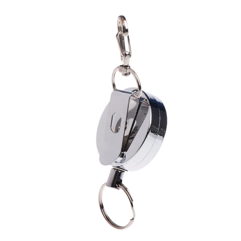 

1PC Full Metal Fishing Zinger Retractor Key Ring Reel Holder Retractable Steel Cable