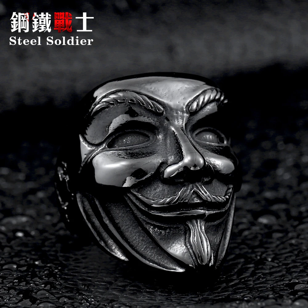 Стальной солдат новый дизайн Guy Fawkes Стильное кольцо из нержавеющей стали V для