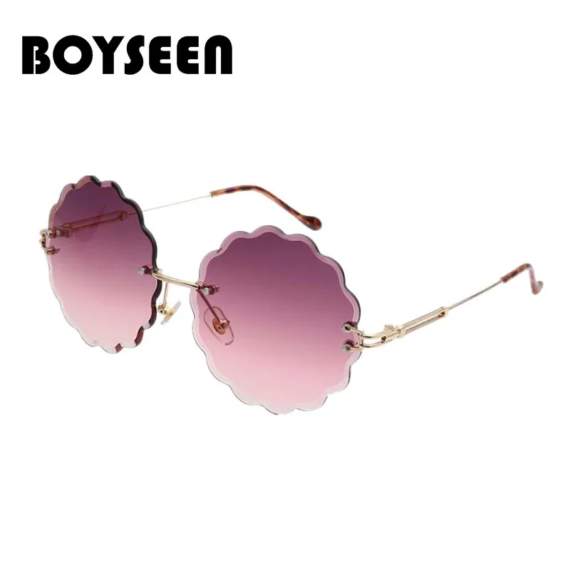 

BOYSEEN Frameless sunglasses ladies Flower women sun glasses color ocean piece sun visor 6535