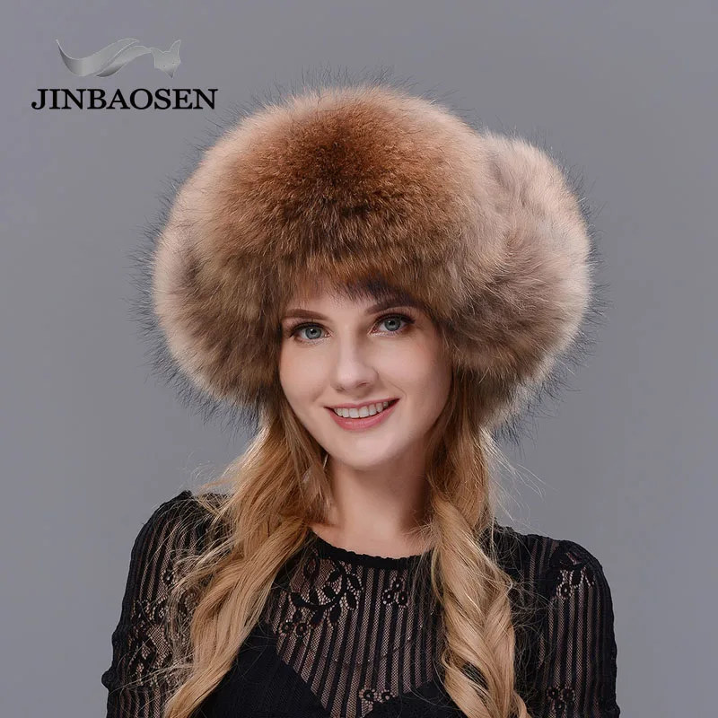 Меховая шапка JINBAOSEN для русских девушек зимняя кожаная с мехом и меховыми