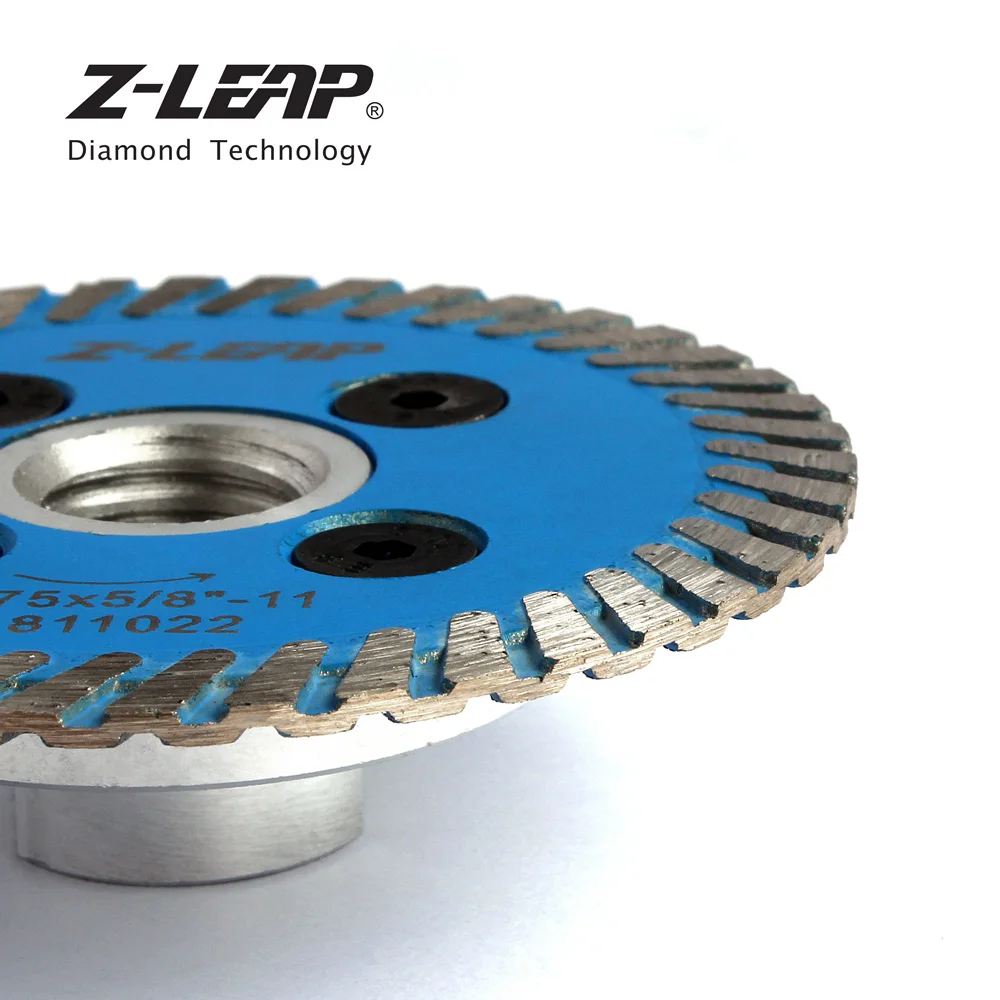 Фото Z-LEAP Алмазный мини турбо режущий диск 75 мм со съемным фланцем M14 5/8-11 Алмазная резьба дисковая пила для камня гранита №3