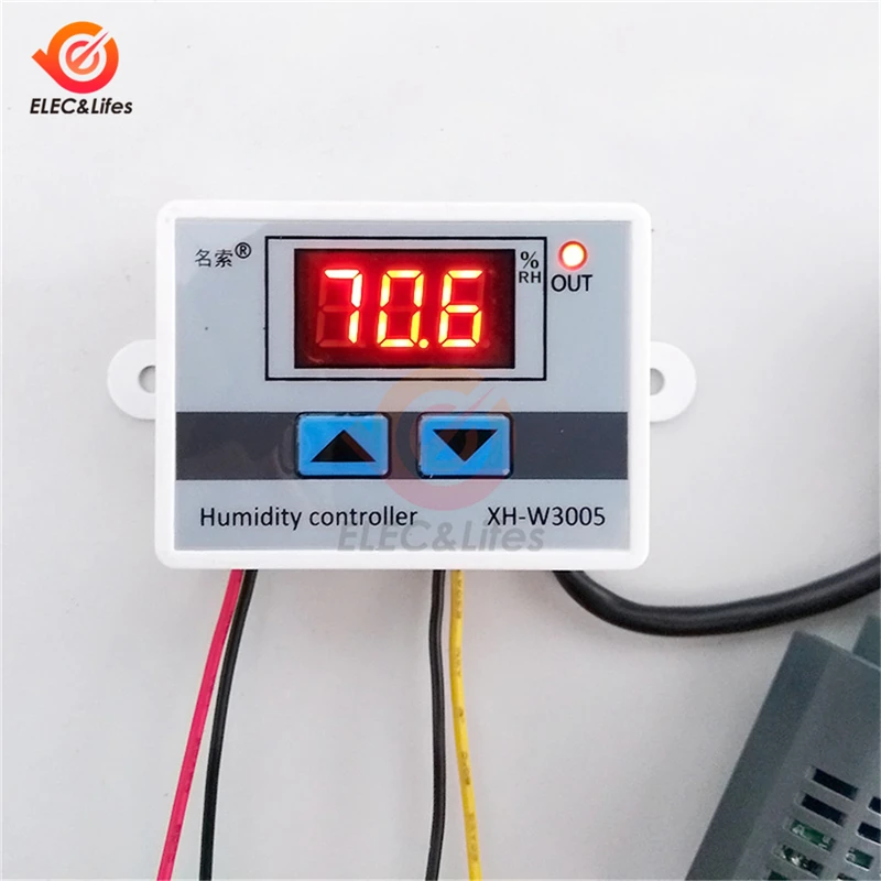 XH-W3005 W3005 цифровой регулятор влажности 220 в 12 В 24 В гигрометр с датчиком влажности переключатель управления 0~ 99% RH измеритель влажности