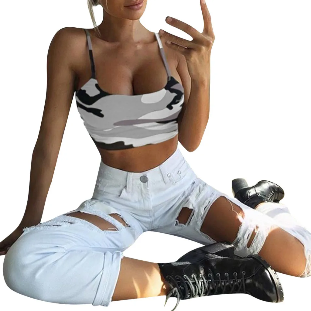 Женский укороченный топ с камуфляжным принтом серые зеленые женские пикантные