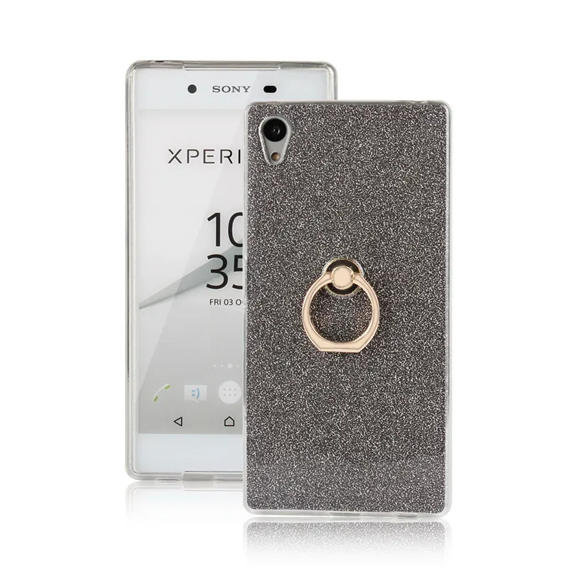 For Sony Z5 E6603 Case Shiny Glitter Silicon TPU with Rotate Finger Ring Soft Back Cover for Xperia D6633 D6653 |