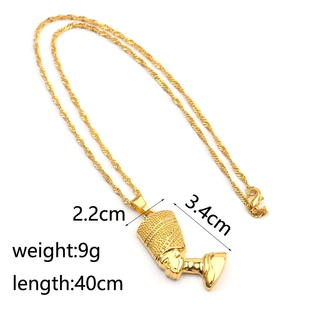 Exotic Egyptian Queen Nefertiti Pendant Necklaces for Women Men Jewelry Gold Color Wholesale Jewellery African Gift | Украшения и