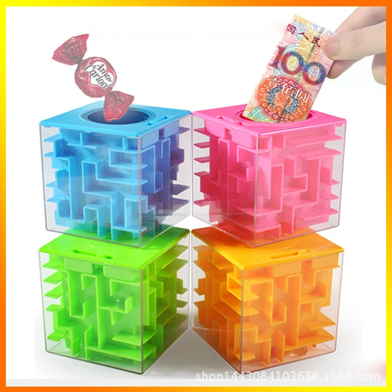 3D копилка, монета, лабиринт, головоломка, копилка, шестигранный лабиринт, Кубик Рубика, коробка, экономия монет, чехол, детские развивающие игрушки
