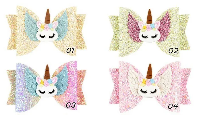 Unicorn 4 pieces 2/4 шт. Детские лося Единорог заколки для волос для девочек Бант Шпилька ручной работы Детские аксессуары для волос Детские украшения для волос - Цвет: Unicorn 4 pieces