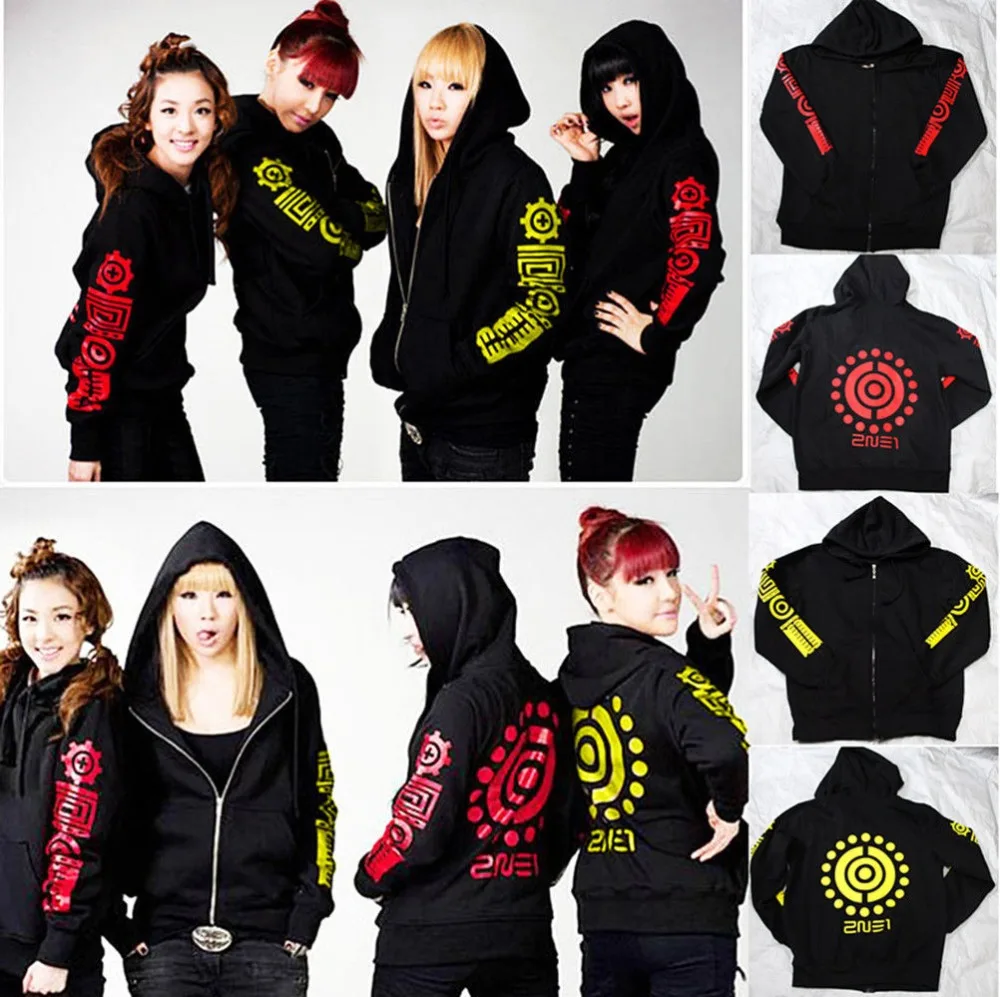 Mainlead KPOP 2NE1 Толстовка Minzy Sandara парка Bom Кепка унисекс пальто|Женские толстовки и