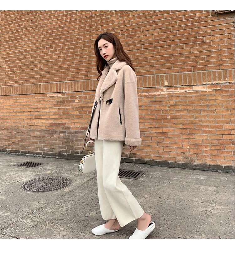 AYUNSUE Sheep Shearling Fur 100% Wool Coat Autumn Winter Jacket Women Clothes 2020 Lamb Korean Jackets Chaqueta Mujer MY3555 | Женская