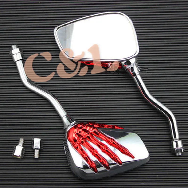 1 пара красный Скелет Череп Коготь руки мотоцикла боковое зеркало заднего вида