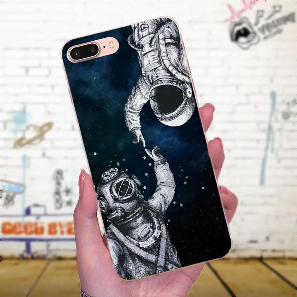 Умный телефон из ТПУ с космонавтом Love Moon для Huawei P7 Honor 4C 5A 5C 5X 6 6C 6A 6X 7 7X 8 9 V8 V10 Y3II Y5II