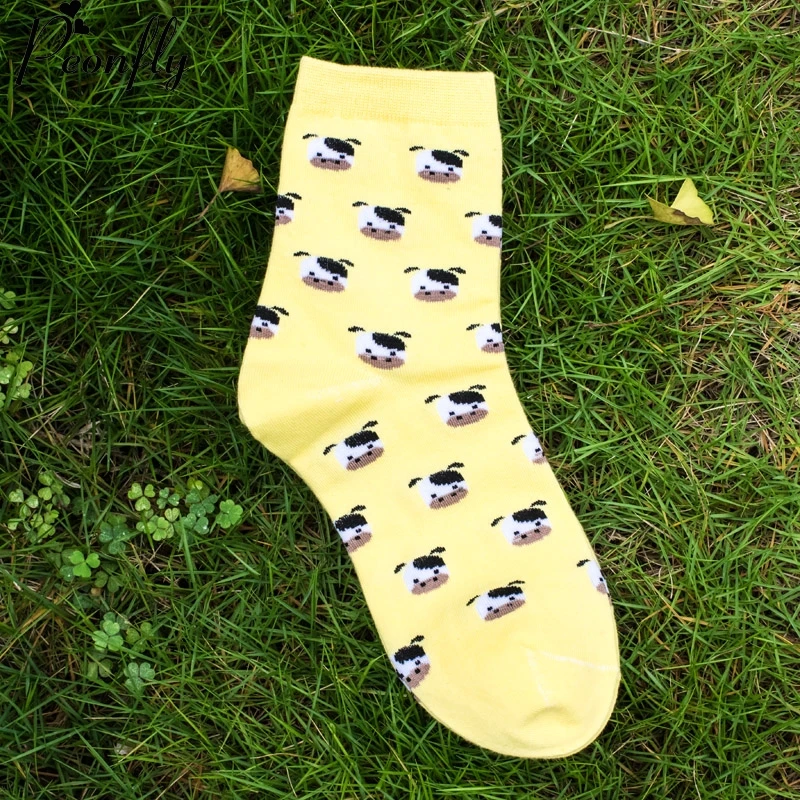 New creative Cartoon cute puppy pattern printing women socks Fashion Brand warm cotton 5 pairs/lot | Женская одежда