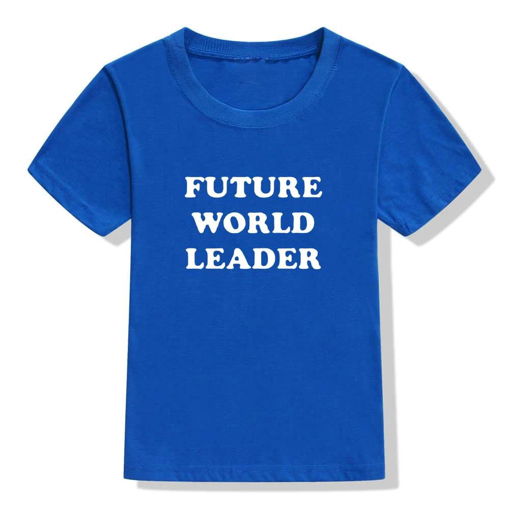 Детская футболка с надписью «Future World Leader»; детская Феминистская футболка; летняя футболка с короткими рукавами для девочек; футболка с надписью «Girl power» - Цвет: 47C4-KSTBU-