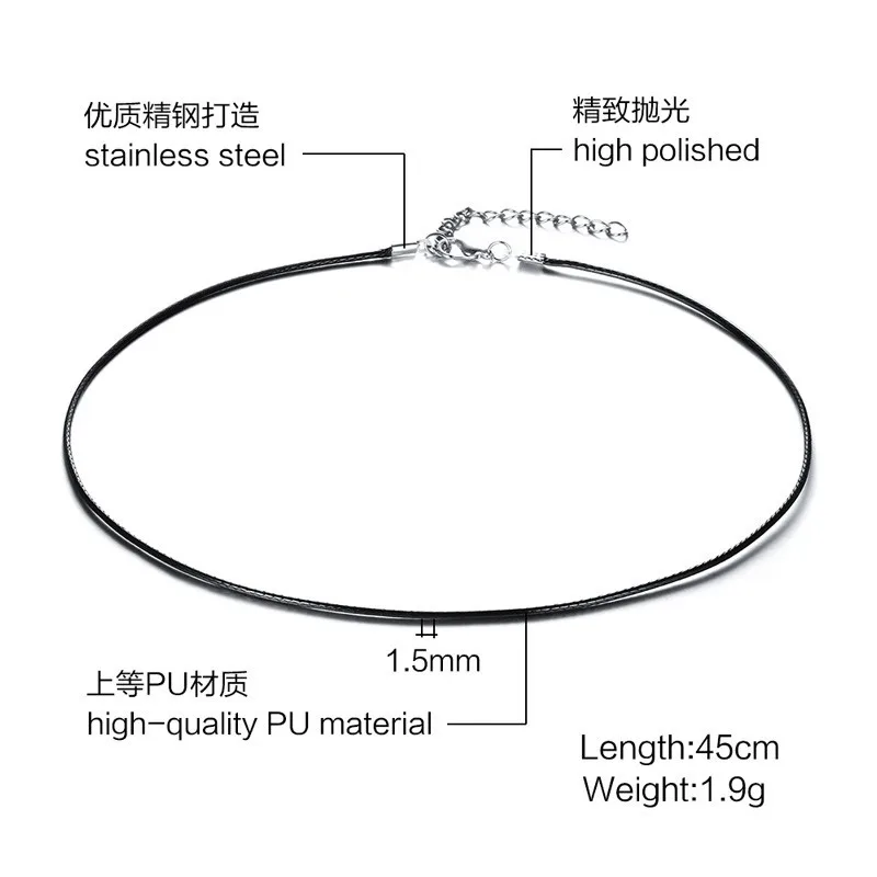 5 шт./лот черный кожаный вощеный шнур цепочка для ожерелья сделай сам шнурок