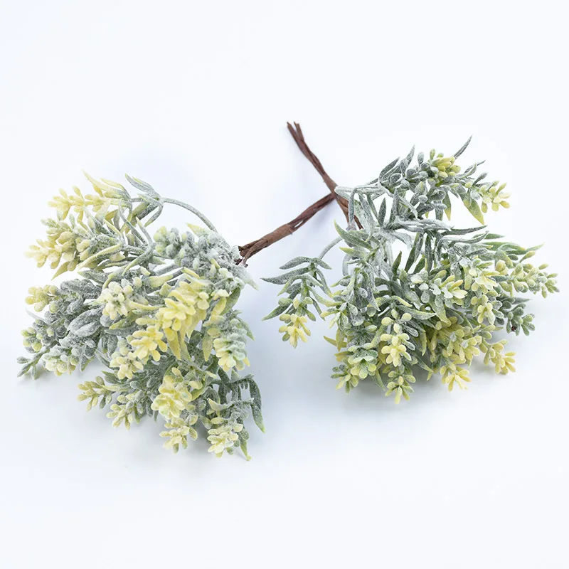 yellow 6 шт./набор, искусственное дерево, пластиковая трава, Рождество, скрапбук, цветы для домашнего декора, Свадебная вечеринка, искусственные растения, подарки, сделай сам, венок - Цвет: yellow