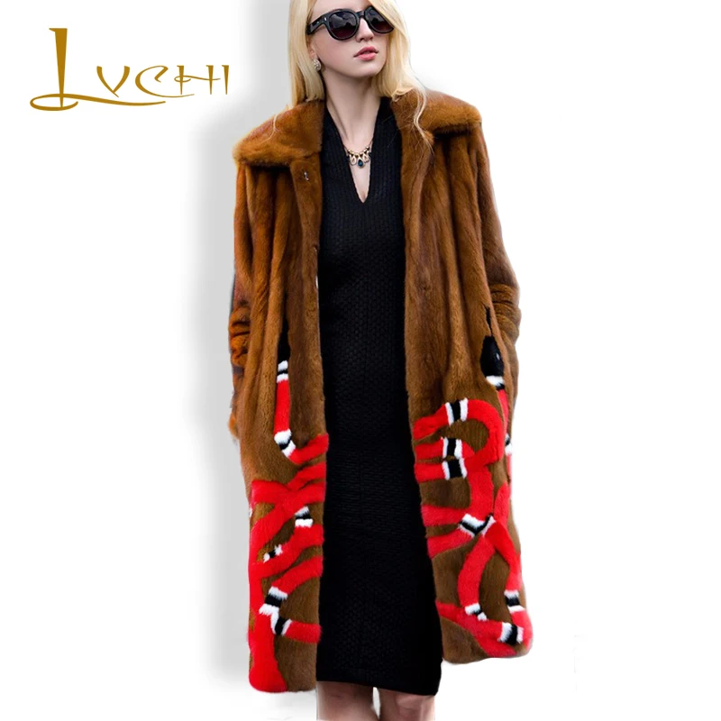 LVCHI mink coat Coral snakes Russia classic mink  Wholesale Natural fur coats vintage fur Warm mink fur coat noble Jackets women