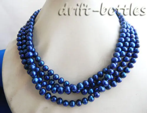 

Selling Jewelry>>>4Strands 18'' 7mm Blue Round Freshwater Pearl Necklace