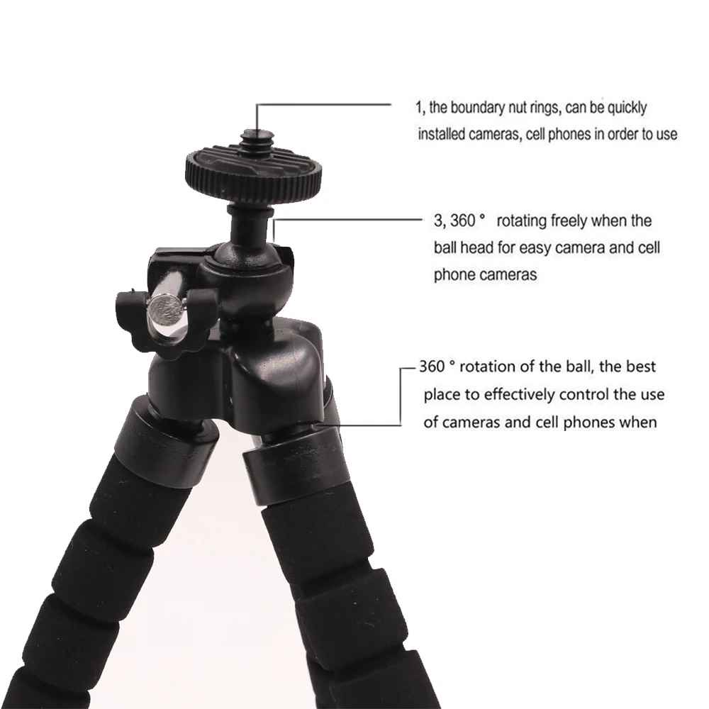 Мини-портативный губка Гибкая штативы Осьминог для камеры или GoPro xiaoyi и SJ 3000 4000 +