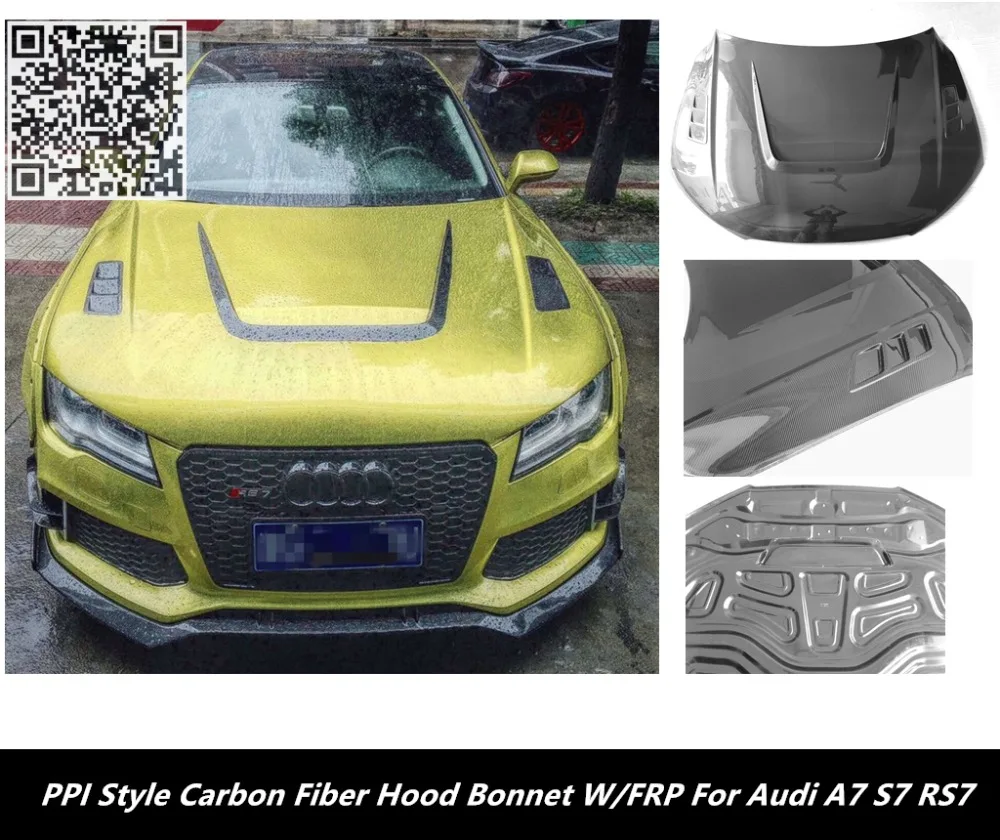 A7 S7 RS7 капот BONNET--PI стиль из углеродного волокна W/ FRP смешанный для Audi RS7. |