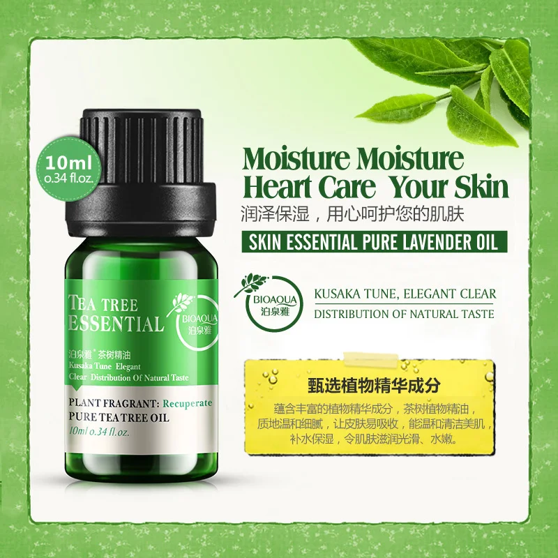 10ml BIOAQUA Natural Tea Tree Oils Pure Essential Women/Men Moisturizer Shrink Pores Anti Aging Wrinkle Pro Skin Care|tea tree oil pure|tea oilpure