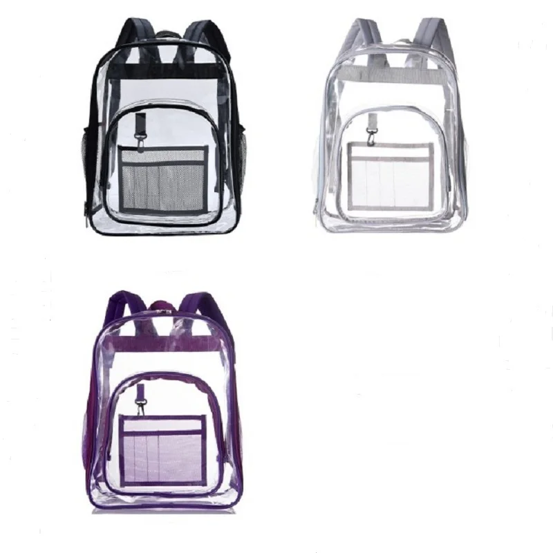 

33L*17W*42H cm Transparent Clear PVC Shoulder Bag Wholesale Blanks PVC Outdoor Backpack Team Accessory Bag DOM1061234