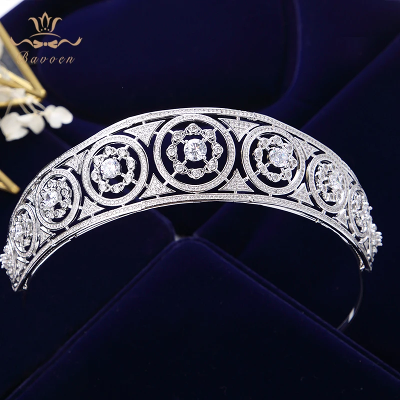 

Top Quality Luxurious Sliver Full Zircon Sparkling Brides Crowns Tiaras Plated Crystal Wedding Dresses Hair Accessories